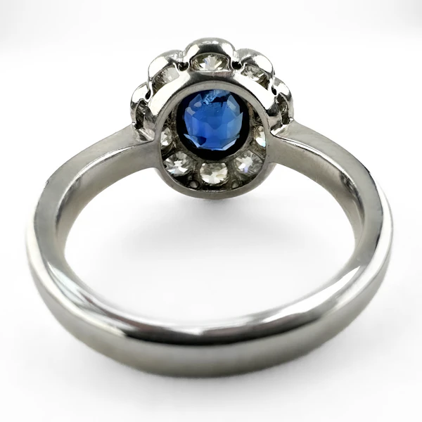 Edwardian Ceylon Sapphire & Diamond Cluster Ring - Saddingtons Jewellery Stand 375 - image 2