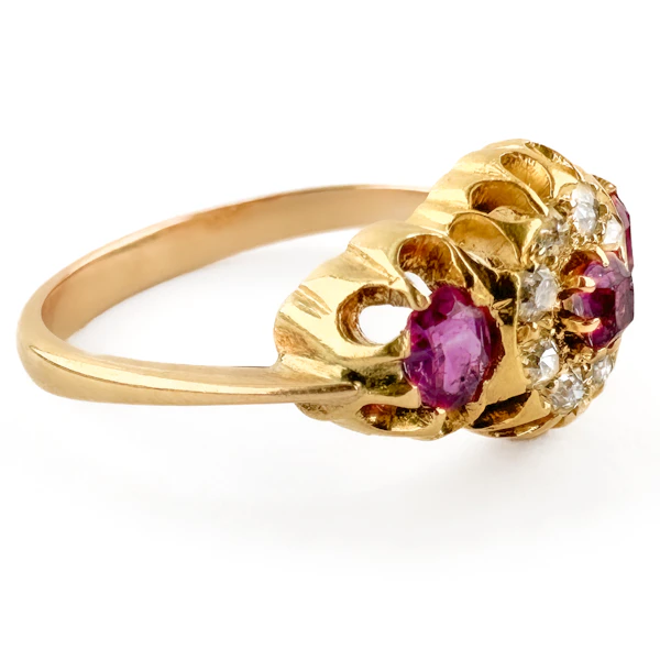 Edwardian Ruby & Diamond Cluster Ring - Saddingtons Jewellery Stand 375 - image 2