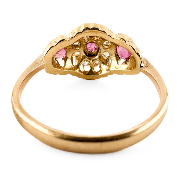 Edwardian Ruby & Diamond Cluster Ring - Saddingtons Jewellery Stand 375 - image 3