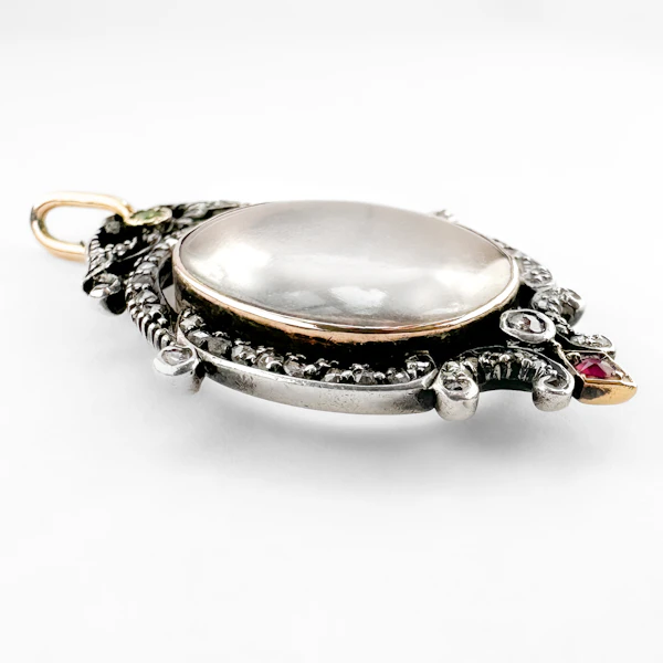 Victorian Rock Crystal & Multi-gem Locket Pendant - Saddingtons Jewellery Stand 375 - image 3