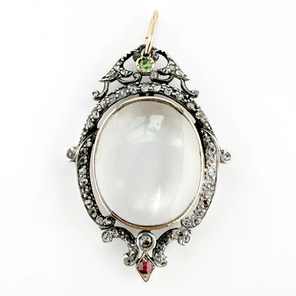 Victorian Rock Crystal & Multi-gem Locket Pendant - Saddingtons Jewellery Stand 375 - image 2