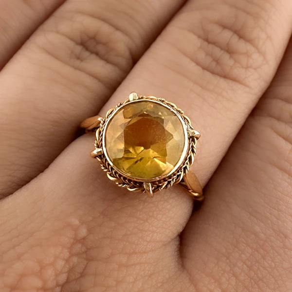 Edwardian Citrine Solitaire Ring - Saddingtons Jewellery Stand 375 - image 5