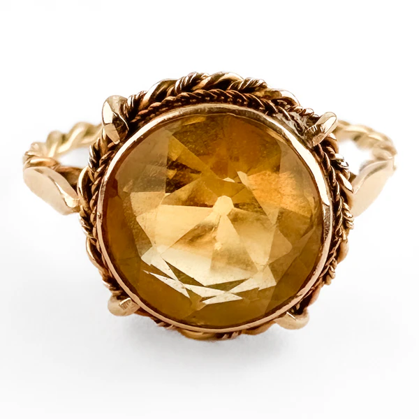 Edwardian Citrine Solitaire Ring - Saddingtons Jewellery Stand 375 - image 2