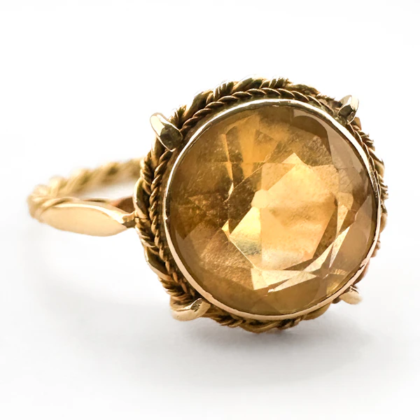 Edwardian Citrine Solitaire Ring - Saddingtons Jewellery Stand 375 - image 1