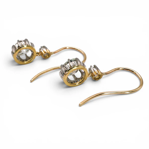 Antique Old-Cut Diamond Platinum And Gold Earrings, 2.60 Carat, Circa 1910 - image 6