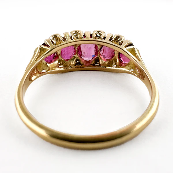 Edwardian 5 Stone Burma Ruby Ring - Saddingtons Jewellery Stand 375 - image 4