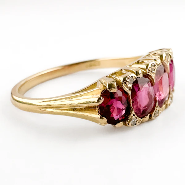 Edwardian 5 Stone Burma Ruby Ring - Saddingtons Jewellery Stand 375 - image 3