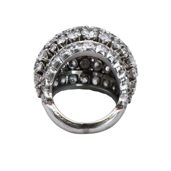 Vintage French Diamond and Platinum Bombé Ring, Circa 1960, 10.50 Carats - image 4