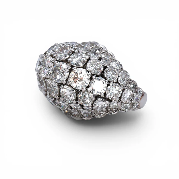 Vintage French Diamond and Platinum Bombé Ring, Circa 1960, 10.50 Carats - image 3