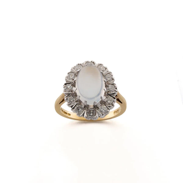 18ct Moonstone and Diamond Cluster Ring Spectrum Antiques - image 1