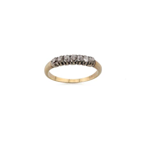 Antique 9ct Gold Old-Cut Diamond Half-Hoop Band Spectrum Antiques