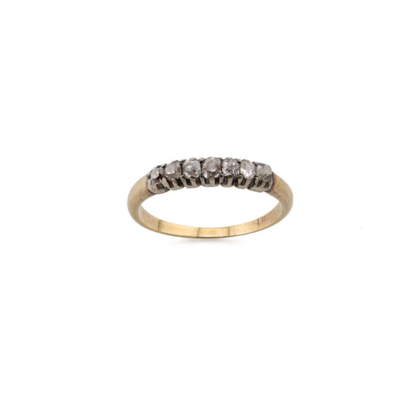 Antique 9ct Gold Old-Cut Diamond Half-Hoop Band Spectrum Antiques - image 1