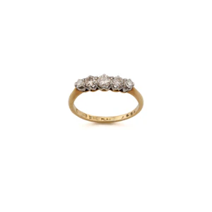 Edwardian 18ct Yellow Gold Diamond Five Stone Ring Spectrum Antiques