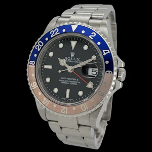ROLEX GMT MASTER II 16710 PEPSI FADED BEZEL FULL SET NO HOLES CASE 2004 - 16710