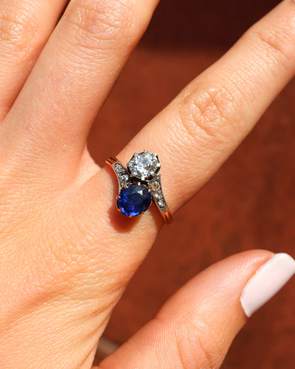 Lovely Victorian French Sapphire And Diamond Ring at Deco&Vintage Ltd - image 2