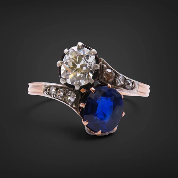 Lovely Victorian French Sapphire And Diamond Ring at Deco&Vintage Ltd - image 3