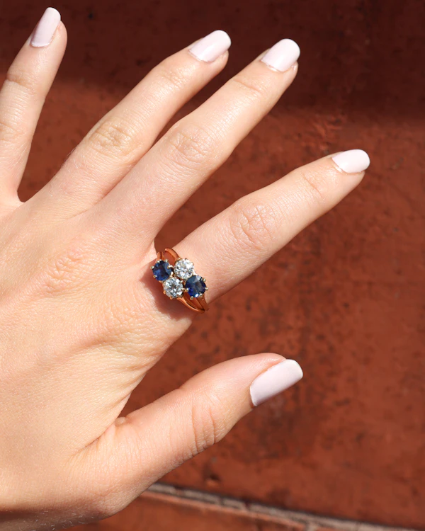 Lovely Victorian French Sapphire and Diamond Ring at Deco&Vintage Ltd - image 2