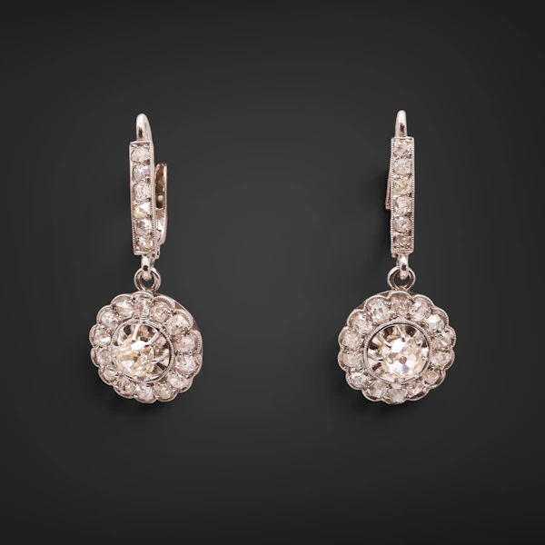 Lovely Edwardian Diamond Platinum Earrings at Deco&Vintage Ltd - image 2