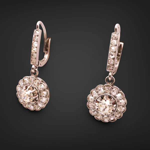 Lovely Edwardian Diamond Platinum Earrings at Deco&Vintage Ltd - image 4