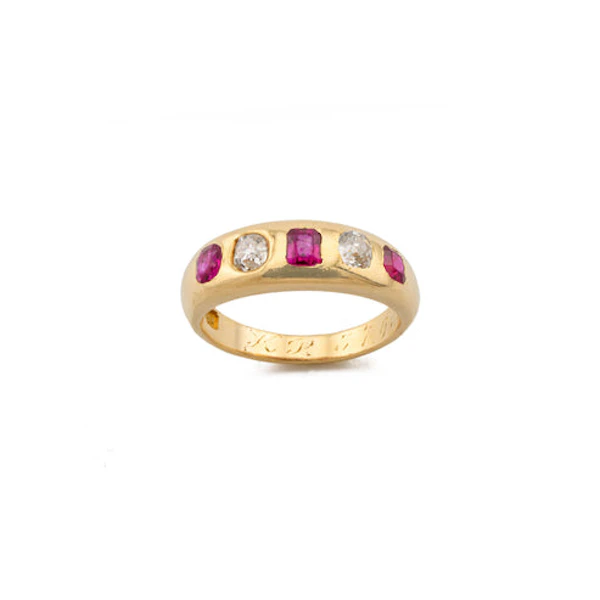 Antique 18ct Gold Ruby & Diamond Gypsy Ring Spectrum Antiques - image 1