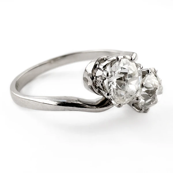 Edwardian 2 Stone Diamond Crossover Ring - Saddingtons Jewellery Stand 375 - image 3