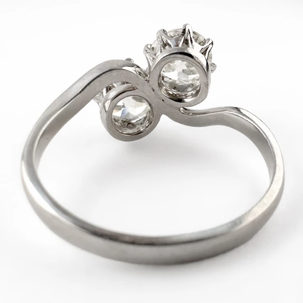 Edwardian 2 Stone Diamond Crossover Ring - Saddingtons Jewellery Stand 375 - image 2