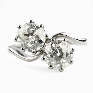 Edwardian 2 Stone Diamond Crossover Ring - Saddingtons Jewellery Stand 375