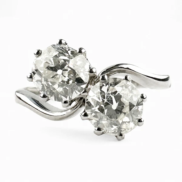 Edwardian 2 Stone Diamond Crossover Ring - Saddingtons Jewellery Stand 375 - image 1