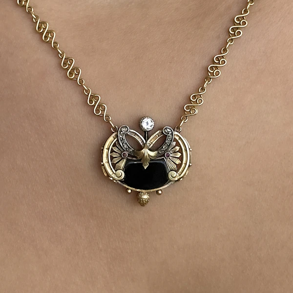 French Art Nouveau Multi-Gem Necklace - Saddingtons Jewellery Stand 375 - image 1