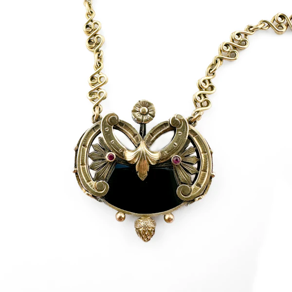 French Art Nouveau Multi-Gem Necklace - Saddingtons Jewellery Stand 375 - image 3