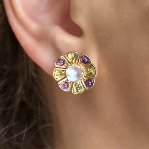 Suffragette Flower Cluster Stud Earrings - Saddingtons Jewellery Stand 375