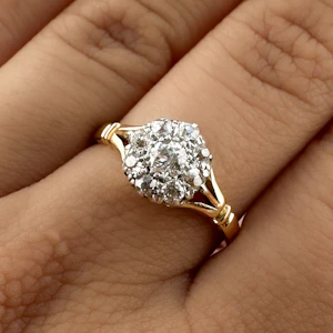 Victorian Diamond Daisy Cluster Ring - Saddingtons Jewellery Stand 375