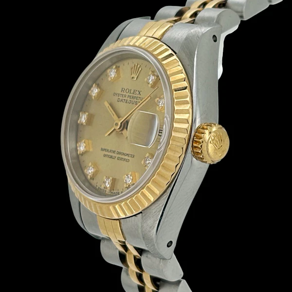 ROLEX LADY DATEJUST 26mm FACTORY CHAMPAGNE STEEL/GOLD DIAMOND DIAL JUBILEE BRACELET FULL SET 1991 - 69173 - image 2