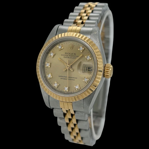 ROLEX LADY DATEJUST 26mm FACTORY CHAMPAGNE STEEL/GOLD DIAMOND DIAL JUBILEE BRACELET FULL SET 1991 - 69173 - image 1