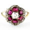 Victorian Burma Ruby & Diamond Hexagonal Cluster Ring - Saddingtons Jewellery Stand 375 - image 1