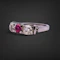 Antique Pink sapphire & Old Cut Diamond Trilogy Ring - image 2