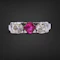 Antique Pink sapphire & Old Cut Diamond Trilogy Ring - image 4