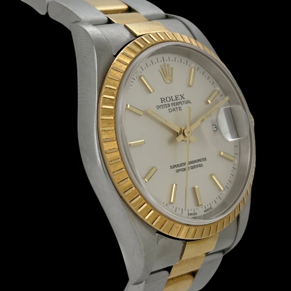 ROLEX OYSTER PERPETUA DATE 34mm STEEL/GOLD UNPOLISHED MINT ca 2002 - 15233 - image 3