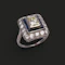 Art Deco Platinum, Diamond, and Sapphire Target Ring - image 2