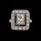 Art Deco Platinum, Diamond, and Sapphire Target Ring - image 3