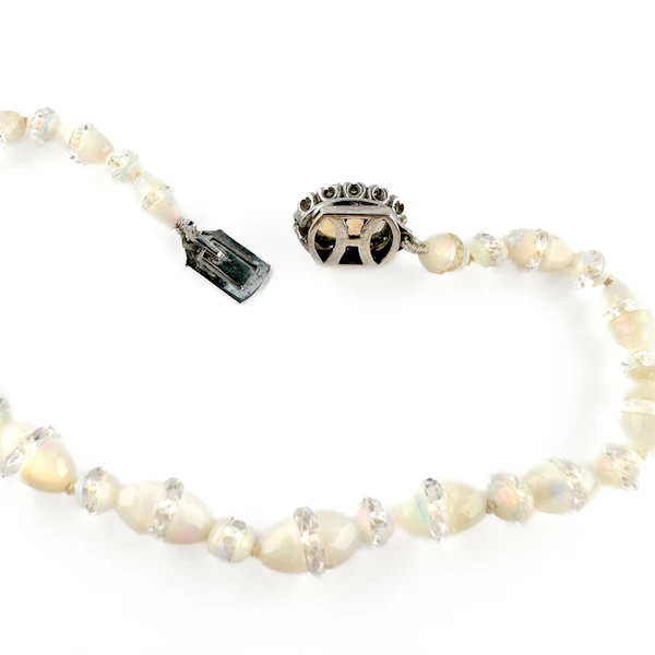 1920’s Opal Bead Bracelet With Diamond Clasp - Saddingtons Jewellery Stand 375 - image 3