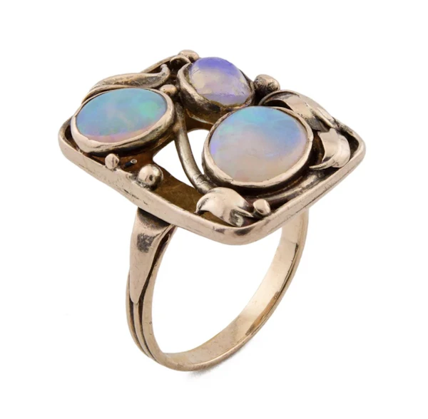 Arts & Crafts Gold & Australian Opal Ring- Spectrum Antiques - image 2