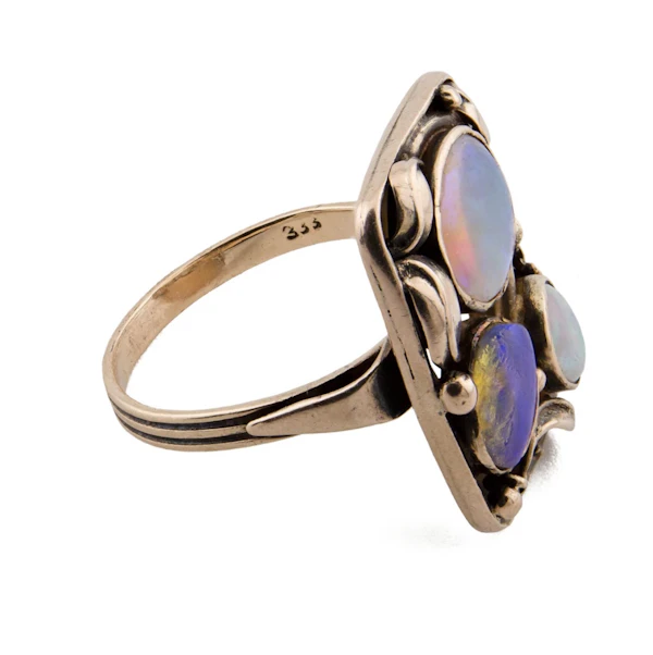 Arts & Crafts Gold & Australian Opal Ring- Spectrum Antiques - image 3