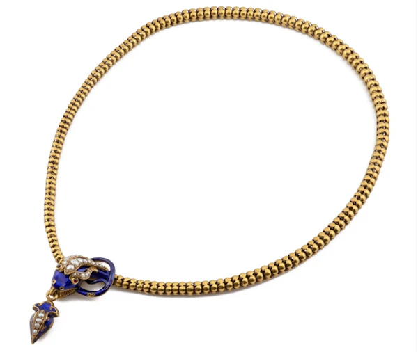 Georgian 18ct Gold Enamel Snake Necklace- Spectrum Antiques - image 4