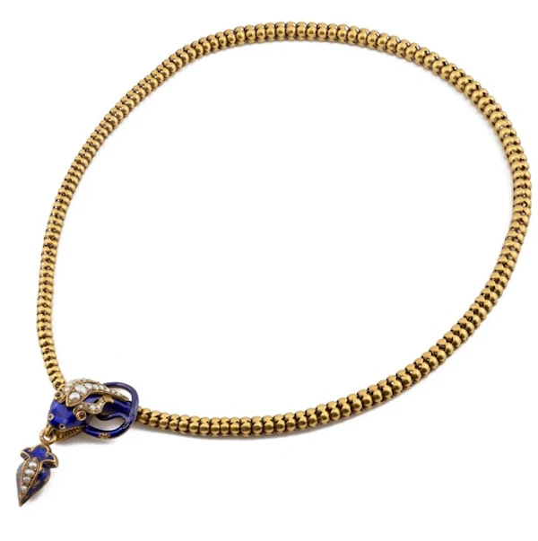 Georgian 18ct Gold Enamel Snake Necklace- Spectrum Antiques - image 2
