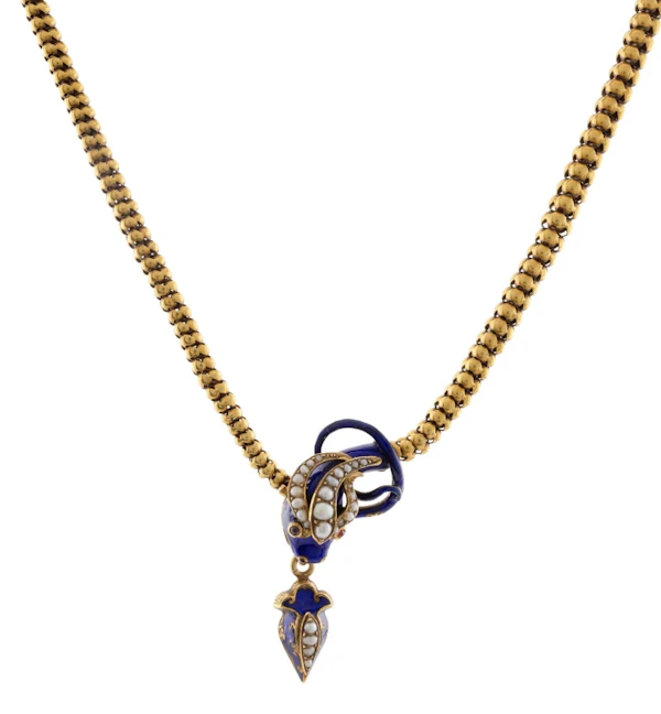 Georgian 18ct Gold Enamel Snake Necklace- Spectrum Antiques - image 3