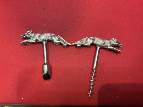 Antique silver corkscrew & bottle opener as running fox - image 2