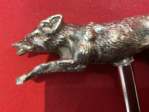 Antique silver corkscrew & bottle opener as running fox - image 4