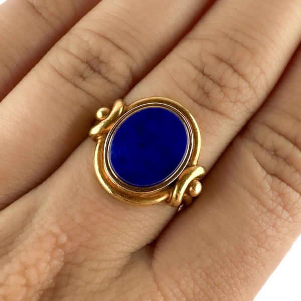 Lapis Lazuli Signet Ring Gifted By Prince Alfred, Son of Queen Victoria 1861 - Saddingtons Jewellery Stand 375 - image 4