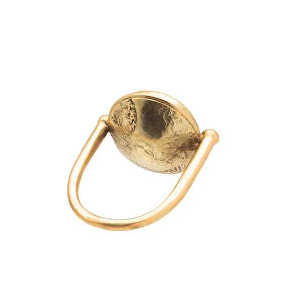 Antique Rock Crystal Intaglio Crest Ring - image 2